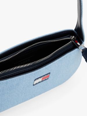 blue essential denim shoulder bag for women tommy jeans