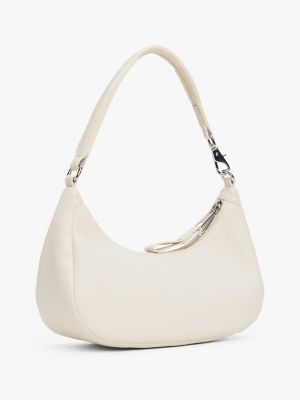 white metal logo shoulder bag for women tommy jeans