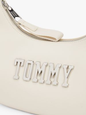 white metal logo shoulder bag for women tommy jeans