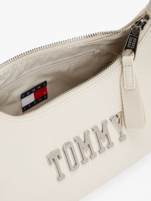 white metal logo shoulder bag for women tommy jeans