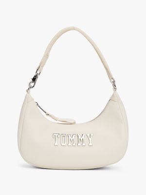 weiß schultertasche mit metall-logo für damen - tommy jeans