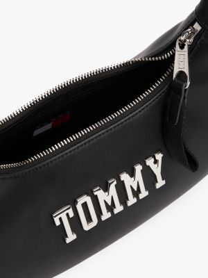 schwarz schultertasche mit metall-logo für damen - tommy jeans