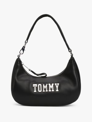 black metal logo shoulder bag for women tommy jeans