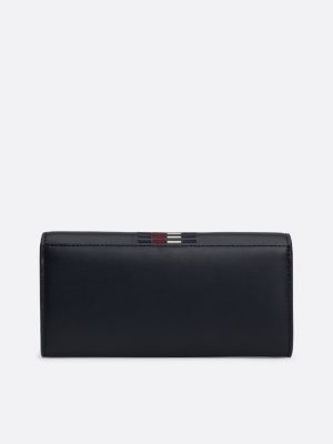 blue th monogram signature flap wallet for women tommy hilfiger