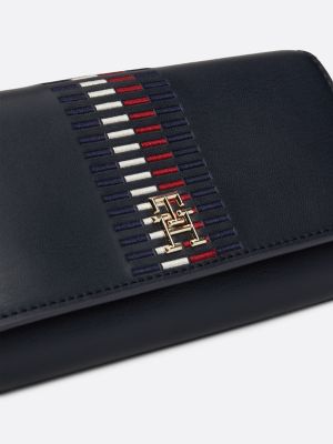 blue th monogram signature flap wallet for women tommy hilfiger