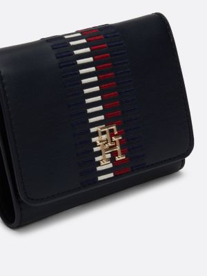 blau trifold-brieftasche mit th-monogramm für damen - tommy hilfiger