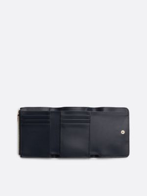 blau trifold-brieftasche mit th-monogramm für damen - tommy hilfiger