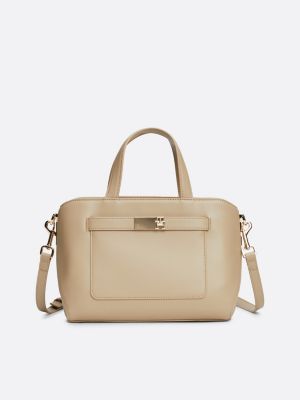 satchel heritage beige da donne tommy hilfiger