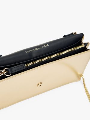 geel heritage clutch met ketting voor dames - tommy hilfiger