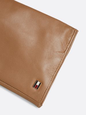 gants essential en cuir à drapeau en émail beige pour femmes tommy hilfiger