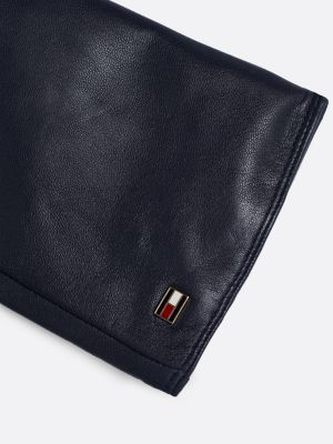blue essential enamel flag leather gloves for women tommy hilfiger