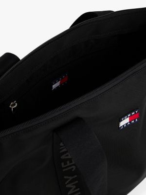 black essential repeat logo tote bag for women tommy jeans