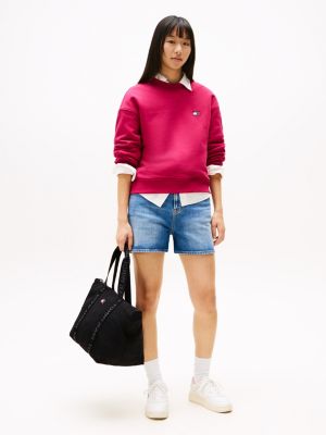 zwart essential shopper met repeat logo voor dames - tommy jeans