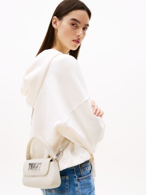 white top handle flap crossbody bag for women tommy jeans