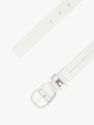 white logo plaque leather belt for women tommy jeans