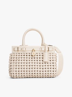 beige the american icon leather crossbody tote bag for women tommy hilfiger
