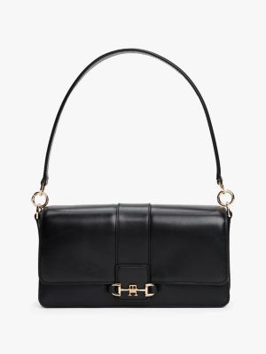 petit sac bandoulière heritage en cuir black pour femmes tommy hilfiger