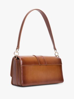 brown heritage leather crossbody bag for women tommy hilfiger