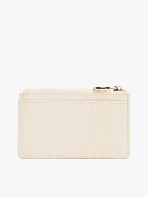 porta carte di credito con monogramma th beige da donne tommy hilfiger