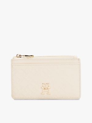 beige kartenetui mit th-monogramm für damen - tommy hilfiger