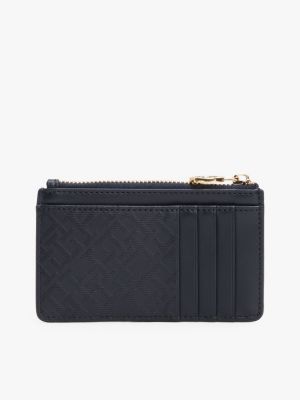 blue th monogram card holder for women tommy hilfiger