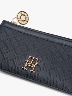 porta carte di credito con monogramma th blu da donne tommy hilfiger