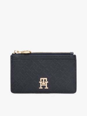 blue th monogram card holder for women tommy hilfiger