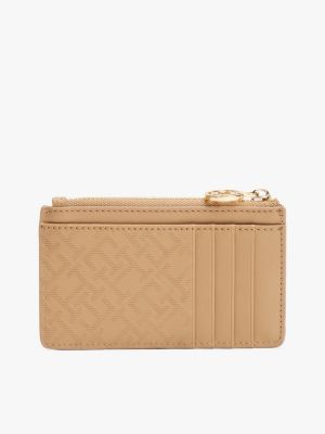 beige kartenetui mit th-monogramm für damen - tommy hilfiger