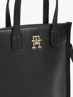 black th monogram crossbody phone pouch for women tommy hilfiger