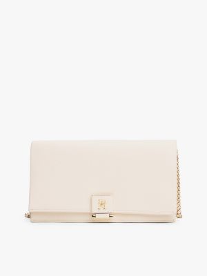 white crossbody-tasche mit th-monogramm für damen - tommy hilfiger