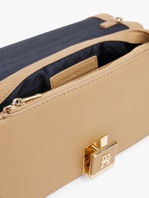 braun crossbody-tasche mit th-monogramm für damen - tommy hilfiger