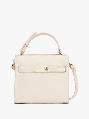 weiß heritage crossbody-satchel mit th-monogramm für damen - tommy hilfiger