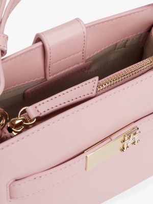 satchel heritage a tracolla con monogramma rosa da donne tommy hilfiger