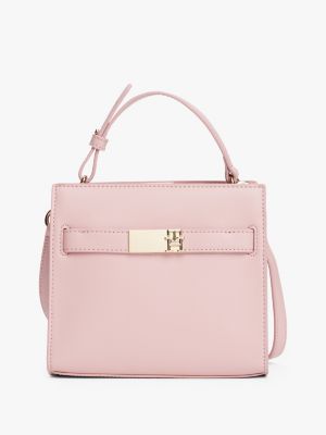 bolso satchel heritage con monograma th rosa de mujeres tommy hilfiger