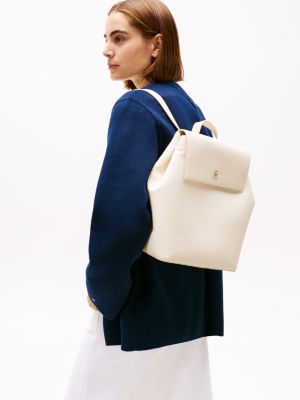 wit rugzak met metalen th-monogram voor dames - tommy hilfiger