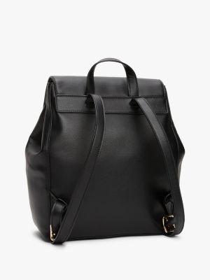 zwart rugzak met metalen th-monogram voor dames - tommy hilfiger