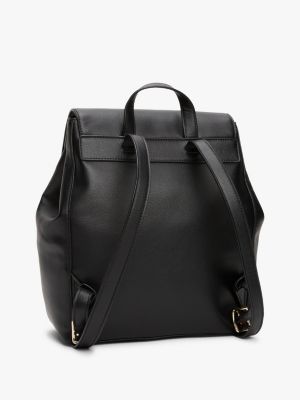 black th monogram plaque backpack for women tommy hilfiger