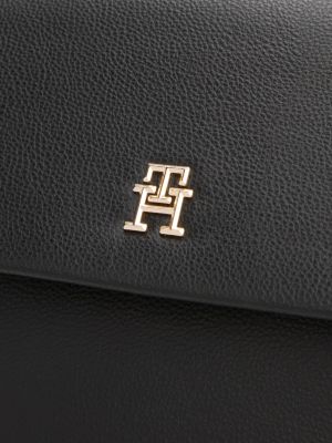 zwart rugzak met metalen th-monogram voor dames - tommy hilfiger