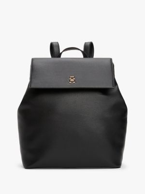 black th monogram plaque backpack for women tommy hilfiger