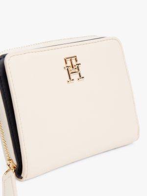 white th monogram zip-around wallet for women tommy hilfiger