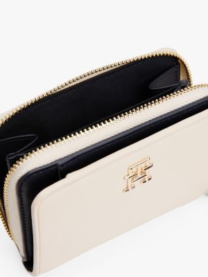 white th monogram zip-around wallet for women tommy hilfiger