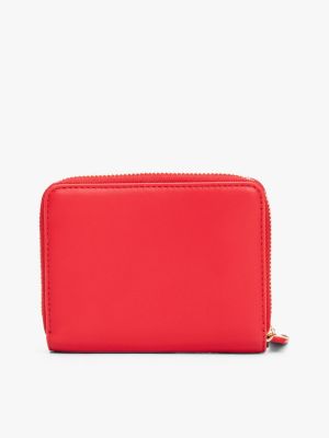 rood portemonnee met ritssluiting en th-monogram voor dames - tommy hilfiger