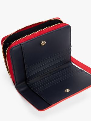 rood portemonnee met ritssluiting en th-monogram voor dames - tommy hilfiger