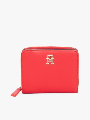 red th monogram zip-around wallet for women tommy hilfiger