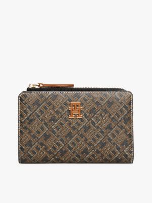 cartera plegable th monoplay brown de mujeres tommy hilfiger