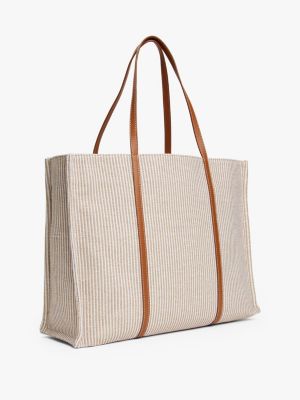 borsa tote da spiaggia in tela multicolore da donne tommy hilfiger