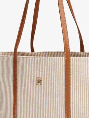 borsa tote da spiaggia in tela multicolore da donne tommy hilfiger