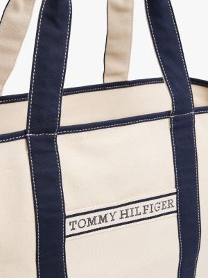 meerdere kleuren canvas strandshopper voor dames - tommy hilfiger