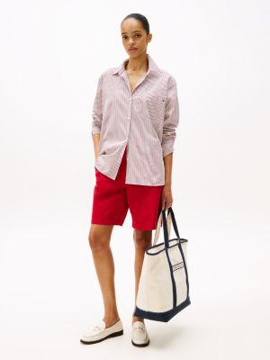 meerdere kleuren canvas strandshopper voor dames - tommy hilfiger