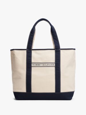 multi canvas strandshopper voor dames - tommy hilfiger